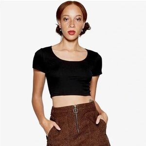 Wild Fable Black Ribbed Scoop Neck Crop Top XXL